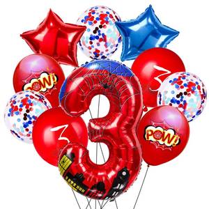 lot 593 image: FJZEPIN Cartoon Hero 40 Inch Red and Blue Spider Theme Number Foil Birthday Decoration Balloons, Cartoon Party Birthday Supplies, Number large Balloons for Spider Theme Party (3) - Retail $10