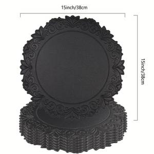 lot 603 image: Noctiflorous Round Faux Leather 15 Inch Placemats Set of 4 Waterproof Wipeable Heat Resistant Tablemat for Dining Table Kitchen Non Slip Washable Oilproof Table Place Mat for Indoor Outdoor(Black, 4) - Retail $19