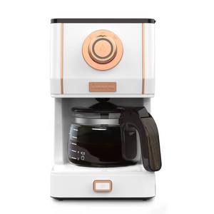lot 613 image: Pre Owned,Powers On Amaste Retro Style Coffee Machine with 25 Oz Glass Coffee Pot, Reusable Coffee Filter & Three Brewing Modes, Warming Plate, Elegant White with Rose Gold - Retail $70
