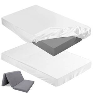 lot 629 image: Breling Fitted Sheet (Sheet Only) Compatible with Milliard Trifold Mattress Folding Mattress Fitted Microfiber Bedclothes for Camp Bunk Rvs Bed(White,2 Pcs,Full,4) - Retail $18