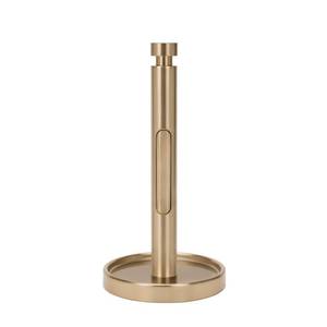 lot 639 image: Ivilon Countertop Paper Towel Holder - Weighted Heavy Duty Steel Stand with Non-Slip Base for a Steady One-Handed One Sheet Tear - Fits All Rolls - Warm Gold - Retail $30