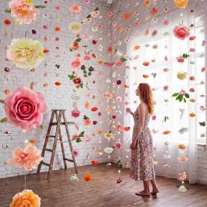 lot 642 image: Suncalla 6 Pack 35.4ft Fake Flower Garland Backdrop with LED Lights Hanging Wildflower Floral Vine Decorations for Wedding Bridal Shower Birthday Baby Shower Party Backdrop(Lovely,Multicolor) - Retail $33