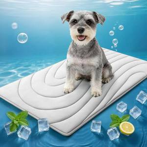 lot 662 image: Babygreat Cooling Mat for Dogs, 36x23 Self-Cooling Dog Bed with Arc-Chill Technology 3.0, Non-Slip Washable Pet Cooling Pad for Small & Medium Dogs, Indoor Outdoor Kennel Floor Use - Grey - Retail $40