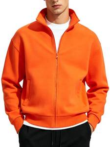 lot 668 image: LINMYZAI Orange Mens Fleece Jackets Full Zip Lightweight Sweatshirt Mock Neck Casual Soft Warm Coats with 2 Seam Pockets, L - Retail $24