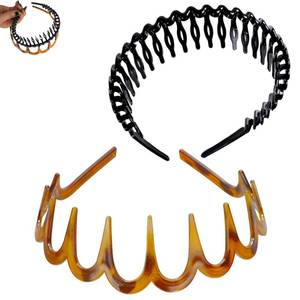 lot 681 image: JsqFogey 2 PCS Zig Zag Headbands for Women Non Slip �� Fashion Accessories for Slicked Back Styles, Plastic Wavy Hair Head Band Comb with Teeth Hoop Accessories for Women Men Girls - Retail $6