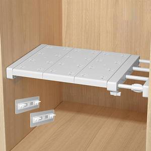 lot 682 image: iayokocc Expandable Closet Tension Shelf Rod, Adjustable Metal Storage Rack,DIY Organizer Divider Separator for Cabinet Wardrobe Cupboard Kitchen Bathroom(Size38-60cm) - Retail $16