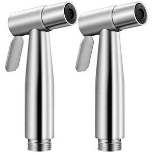 lot 685 image: Bidet Spray Heads Set of 2 Stainless Steel Hand Bidet Spray Heads for Bathroom Kitchen and Toilet Cleaning - Retail $13