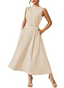 lot 686 image: Pink Queen Formal Dresses for Women Empire Waist Sleeveless A Line Spring Summer 2026 Trendy Tea Party Dresses for Woman Business Casual Classy Outfits Apricot Large - Retail $43