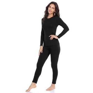 lot 696 image: WEERTI Thermal Underwear for Women Long Johns with Fleece Lined Base Layer Women Cold Weather Top Bottom-Black S - Retail $37