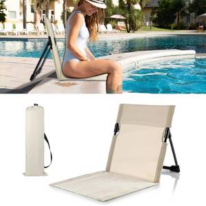 lot 710 image: Foldable Seat for Poolside Chairs, Portable Outdoor Poolside Chairs for Edge of Pool, Beach Chair, SwimmingPool Accessories, Pool Seats for Edge,Beach Camping Picnic Lawn Accessories-Light Beige - Retail $20