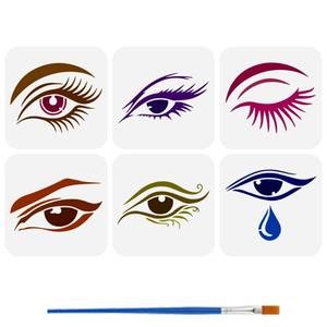 lot 718 image: FINGERINSPIRE 6Pcs Eyes Stencils with a Paint Brush 5.9x5.9Inch 6Styles Charming Eyes Painting Stencil PET Tears Decoration Template Character Themes Template for Wood Wall Floor Furniture Fabric - Retail $9