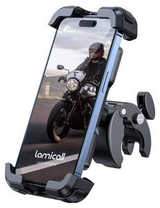lot 730 image: Lamicall Motorcycle Phone Mount, Bike Phone Holder - Metal Lock Upgrade Quick Install Bar Clip for Bicycle Scooter, Cell Phone Clamp Gifts for iPhone 17 16 15 Pro Max, Galaxy, 4.7-6.8 Phones - Retail $18