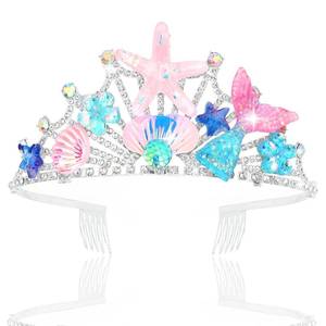 lot 732 image: YARIEW Mermaid Crown Mermaid Birthday Decorations Fish Scales Seashell Hair Accessories for Women Mermaid Headband Tiara Mermaid Birthday Party Pink - Retail $1,800