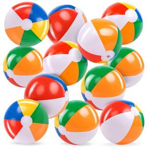 lot 745 image: JOYIN 12-Pack 12 Beach Balls - Bulk Classic Beachball Inflatable Swimming Pool Toys for Games Adults Kids Birthday Party Supplies Combo Set, Rainbow Color Blow Up Luau Decorations Favors Gifts (12) - Retail $12