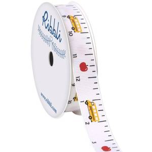 lot 754 image: Ribbli Grosgrain Ruler & School Bus Craft Ribbon, 58-Inch,10-Yard Spool, WhiteYellowRed,Use for Teacher Appreciation Gift,Back to School Decoration,Wreath,Gift Wrapping,All Crafting and Sewing - Retail $9