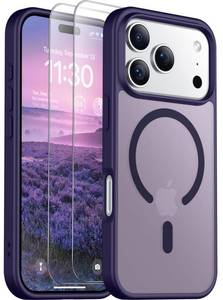lot 756 image: SPIDERCASE for iPhone 17 Pro Case, Magnetic Translucent Matte Case with 2PCS Tempered Glass Screen Protector Slim Phone Case for iPhone 17 Pro 6.3, Purple - Retail $17