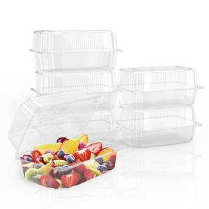 lot 763 image: Goiio 75Pcs Clear Hoagie Container, 7.3 x 4.9 x 3.8 inch Plastic Hinged Food Container, Disposable Clamshell Take Out Food Containers for Salads, Hamburger, Fruit, Cake, Cookie, Sandwiches