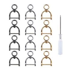 lot 778 image: 12Pcs Swivel Horseshoe D-Rings U Shape O Ring Screw in Shackle Semicircle with Screwdriver DIY Leather Strap Craft Purse Replacement (Multicolor) - Retail $10