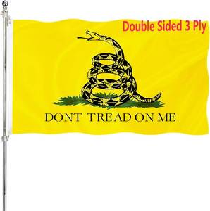lot 781 image: Dont Tread On Me Flag 3x5 Outdoor 240D Heavy Polyester Duty Double Sided 3 Ply Gadsden Flag Vibrant Colors ��Durable Canvas Header with 2 Brass Grommets Tea Party Rattle Snake Banner - Retail $10
