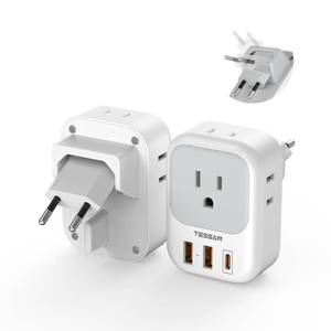 lot 784 image: TESSAN European Travel Plug Adapter 2 Packs, Type C Europe Adaptor Foldable Plug 4 Outlets 3 USB(1 USB C PD 20W), US to Spain France Italy Germany Denmark Iceland European Travel Must Haves - Retail $36