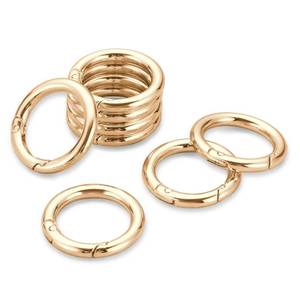 lot 791 image: Gkeygo Key Ring Clip, 1 Inch Keychain Rings, 8 Pack Round Carabiner Clip for Keys, Buckle, Bags, Purses - Key Chain Hooks Replacement Keychains Lanyard DIY Crafts, Light Gold - Retail $8