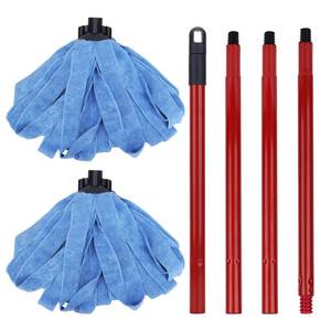 lot 796 image: Microfiber Mop Cloth Heads Replacements One Mop Handle with Two Blue Microfiber Cloth Heads Compatible with All Standard US Threading Pole - Retail $20