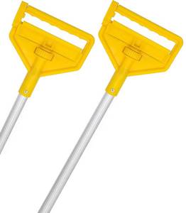 lot 1121 image: VOUBIEN Commercial Mop Handle Heavy Duty,2 Pack 60 Industrial Mop Stick,Wet Mops Head Replacement Holder for ProfessionalIndustrial Floor Cleaning, Yellow - Retail $31