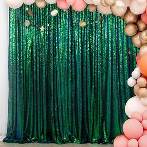 lot 1125 image: ShinyBeauty Iridescent Green Sequin Backdrop 10FTx10FT Photo Backdrops Green Blue Curtains 10FT Shimmer Fabric Backdrop Christmas, Happy Birthday, Studio Backgrounds - Retail $65