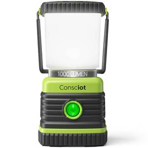 lot 1127 image: LED Camping Lantern, Consciot Battery Powered LED Lantern Flashlight, 1000LM, 4 Light Modes, IPX4 Waterproof, Survival Kits for Indoor Outdoor, Emergency Light for Home Power Outages, Hurricane, Storm - Retail $16