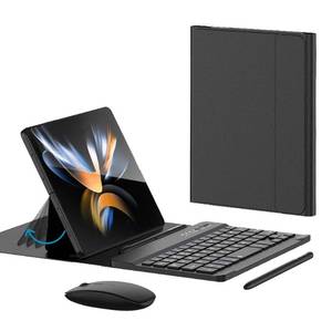 lot 1138 image: voppton for Samsung Galaxy Z Fold 7 6 5 Keyboard and Mouse, Portable Mini 7.9 inch Bluetooth Keyboard with Leather Stand Case and Pen, 4 in 1 Travel Set for Z Trifold Fold7 Accessories,Black - Retail $50