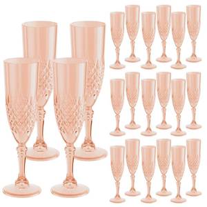 lot 1139 image: HTTBEIZI Plastic Champagne Flutes 7oz, Reusable Drinking Glasses Cups Goblets Shatterproof Unbreakable, for Wedding Party Mimosa Bar (24, Rose Gold) - Retail $28
