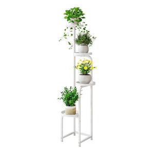 lot 1143 image: INGIORDAR Plant Stand Indoor Outdoor 4 Tier Metal Plant Shelf for Multiple Plants Corner Flower Holders for Living Room Balcony Bedroom Patio Garden, Black (White, 4-Tier) - Retail $25