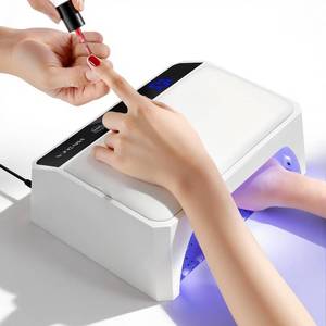 lot 1147 image: UV LED Nail Lamp, 120W UV Light for Gel Nails with 69 Beads, Fast Curing Professional Nail Dryer for Gel Polish, Two-Hand Design, Detachable Arm Rest & Base, 3 Timers for Fingernails & Toenails