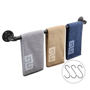 lot 1170 image: NearMoon Industrial Pipe Towel Bar, Heavy Duty Bathroom Hardware Towel Holder Accessory, Wall Mounted DIY Rustic Iron Bathroom Towel Rack Holder (28 Inch, Black) - Retail $23