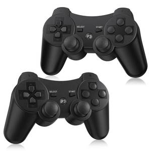 lot 1180 image: Yinjie 2 Pack Wireless Controller for PS3, Compatible with Playstation 3, with 2 Charging Cables (black) - Retail $25