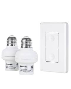 lot 1182 image: DEWENWILS Remote Control Light Bulb Socket, Wireless Light Switch for Pull Chain Light Fixture, E26 E27 Bulb Base, No Wiring, ETL Listed(1 Wall Mounted Switch2 Socket) - Retail $20