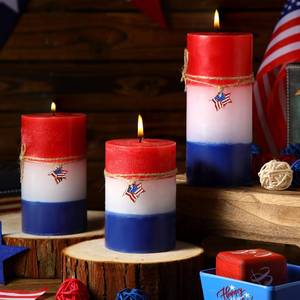 lot 1185 image: Conelist Set of 3 Red White Blue Pillar Candles 4th of July Patriotic Pillar Candles 250th Anniversary Memorial Day Gifts for Independence Day Party Decorations Table Home Decor - Retail $44