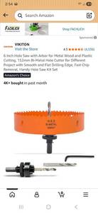 lot 7110 image: VIKITON 6 Inch 152mm Bi-Metal Hole Saw Kit with Arbor