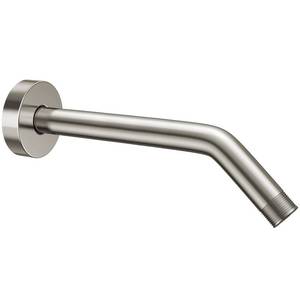 lot 7132 image: YASFEL 10 Inch Shower Arm Modern Wall Mounted Shower Extension Arm Pipe with Flange and Teflon Tape for Shower Head & Handheld Shower Head(SUS 304, Brushed Nickel,NPT) - Retail $9