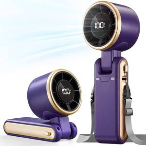 lot 7135 image: Bearwind Portable Handheld Turbo Fan - 5 Gear High Speed 4000mAh Rechargeable Mini Personal Hand Fan Blow Cold Air, Battery Operated Travel Essentials, Beach Vacation, Gifts for Women, Men (Purple) - Retail $20