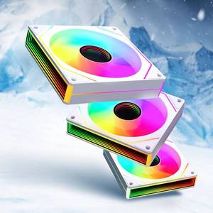 lot 7139 image: GSCOLER Prism 7PRO 120mm ARGB Case Fan 3-Pack White, Infinity Mirror Reverse PC Cooling Fan, PWM Sync & Daisy-Chain Computer Fan, Next-Gen Silent HDB, High Airflow for Gaming PC & Color Themed Builds - Retail $20