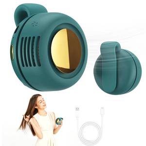 lot 7143 image: VYWmna Portable silent mini bladeless fan 3-speed clip-on fan 360° rotatable, suitable for outdoor, travel and office use, travel accessory (Green) - Retail $25