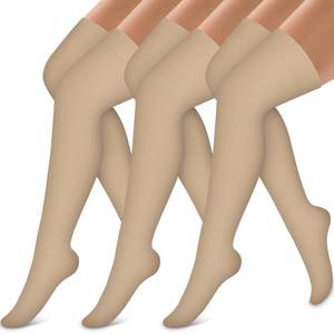lot 7153 image: Bluemaple Thigh High Compression Socks for Women and Men Circulation(3 Pairs) Over the Knee-Best Support for Running,Travel - Retail $18