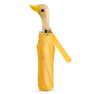lot 7162 image: Natuquebrela Cute Duck Handle Umbrella - Compact Travel Yellow Duck Head Umbrella Adult Lightweight Wood Handle Small Folding Girls Women Umbrellas - Retail $20