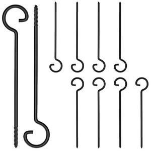 lot 7163 image: ASZUNE 12in Screw Hooks for Hanging - 10Pcs Ceiling Hooks for Birds House, Christmas Lights, Curtains, Kitchen, Plants - IndoorOutdoor Hanger (Black) - Retail $16