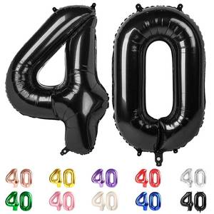 lot 7169 image: Number Balloons 40 In 40 Numbers, 40th Birthday Decorations for Women Men, Black Birthday Party Decorations Big Balloons for Wedding, Celebration Party, Graduations - Retail $6