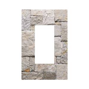 lot 7175 image: Brick Stone Wall Ancient Rock Textured Decorative Outlet Covers 1 Gang Single Rocker Light Switch Cover Plate Wall Plates GFCI Faceplate for Farmhouse Kitchen Decor - Retail $10
