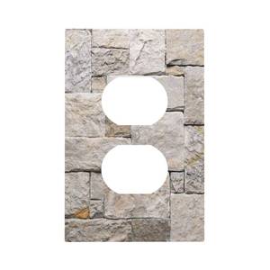 lot 7176 image: Brick Stone Wall Ancient Rock Textured Outlet Covers 1 Gang Duplex Light Switch Cover Decorative Switch Plates Electrical Receptacle Faceplate Wall Plate for Farmhouse Kitchen Decor - Retail $10