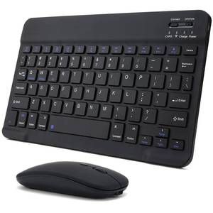 lot 7181 image: Bluetooth Keyboard and Mouse Combo for iPad, Rechargeable Slim Wireless Keyboard and Mouse for Tablets,Compatible for All iOSWindowsAndroid System Devices-Black - Retail $13