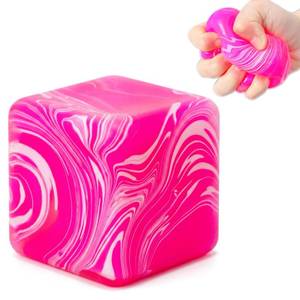 lot 7197 image: Squishy Pink Cube Swirl Sugar Stress Ball Marble Fidget Toy for Kids & Teens, Slow Rebound Squishy Cube Stress Ball, Portable Focus Fidget Toy for Anxiety, Party Favors, Birthday Gifts - Retail $10